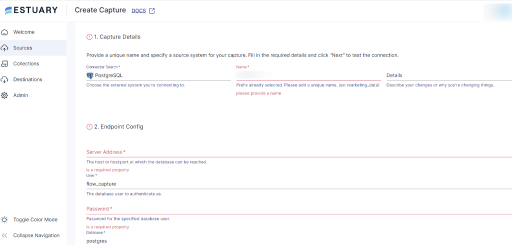 PostgreSQL to MySQL - Capture Details