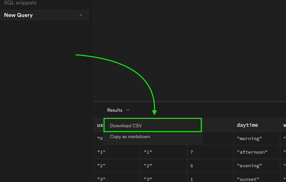 supabse to snowflake - exporting csv data from supabase