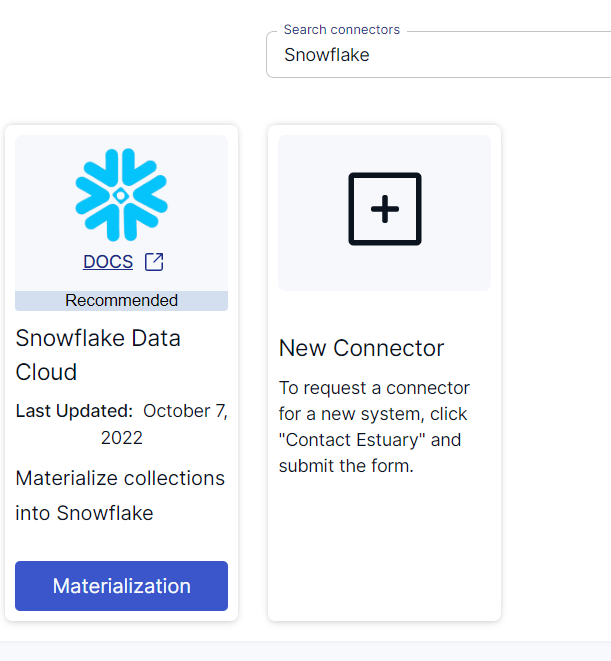 Snowflake connector search result