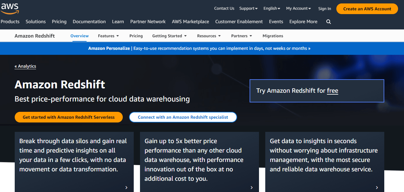 Data Warehouse Cloud Solutions - Amazon Redshift