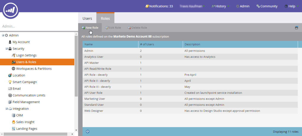 Marketo create user role_step 1