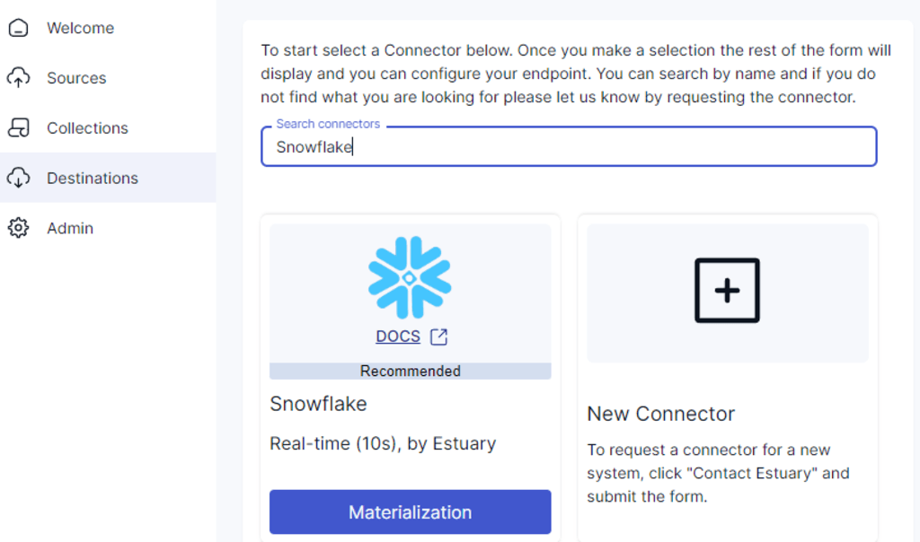 BigQuery to Snowflake - Select Snowflake as the destination