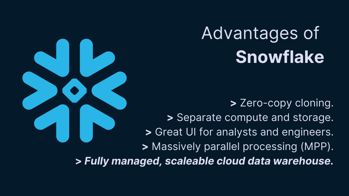 benefits of snowflake data warehouse, as described in body text