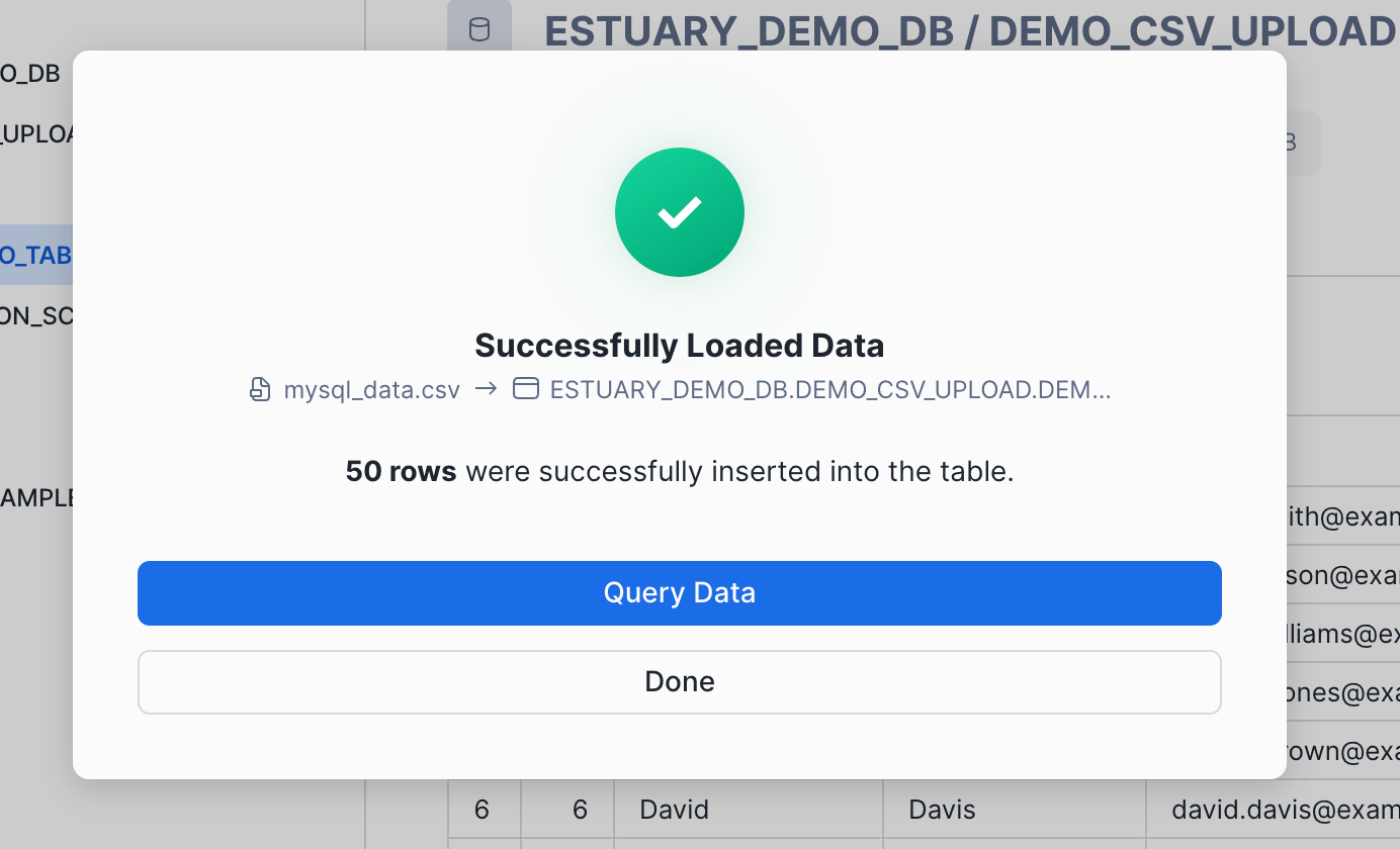 MySQL to Snowflake - Successfully Loaded Data