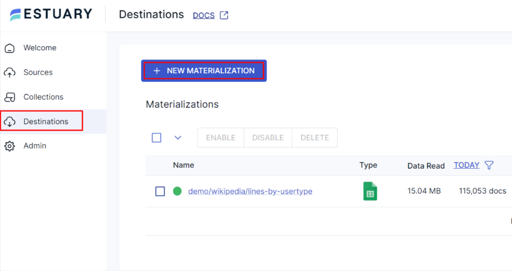 Dynamodb to Snowflake - New Materialization