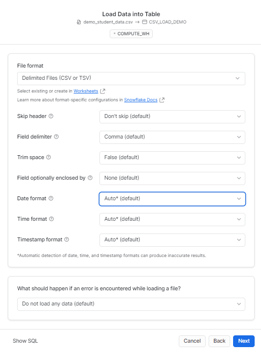 Airtable to Snowflake - Load Data Into Table