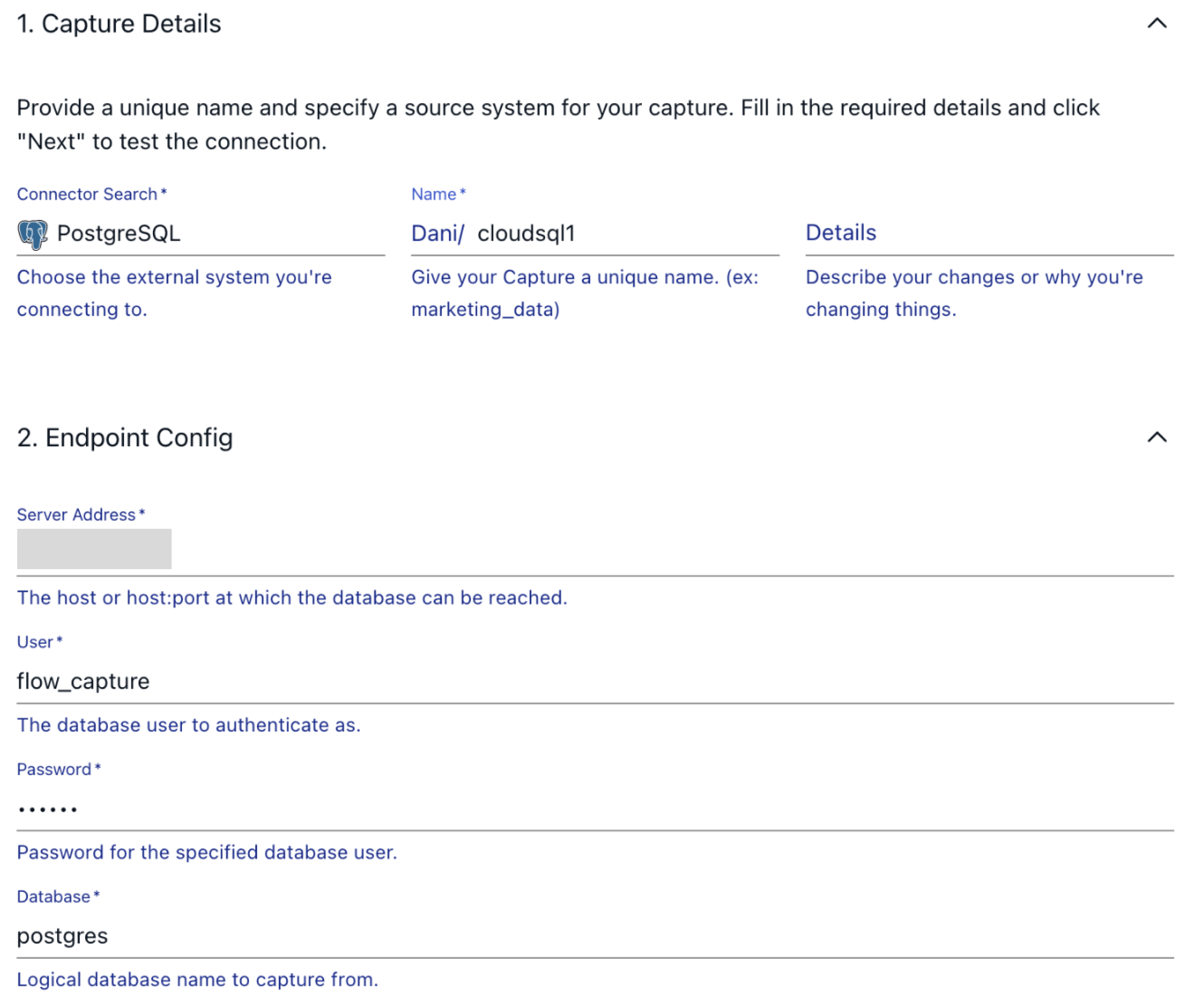 configure cloudsql capture