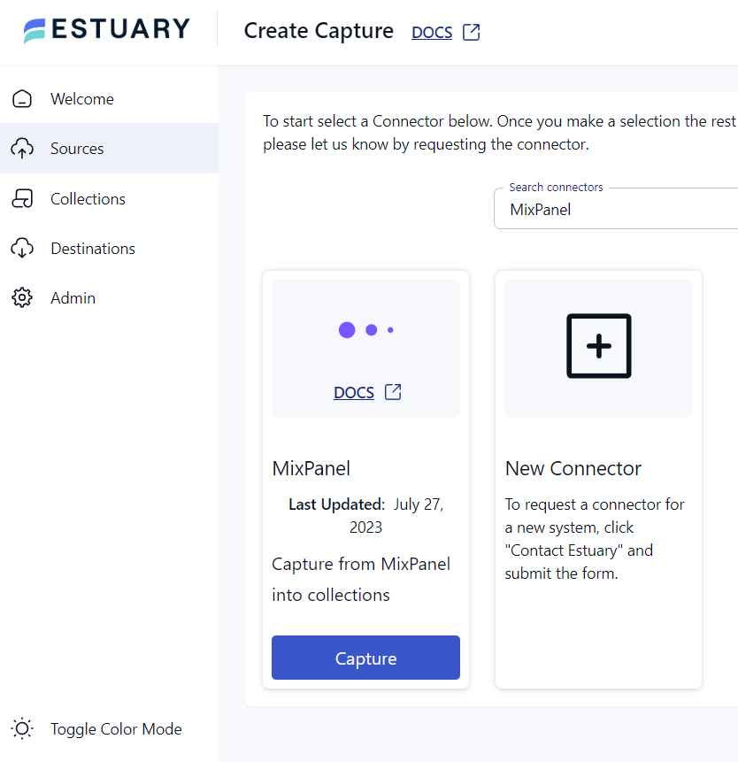 mixpanel to redshift - Create Capture