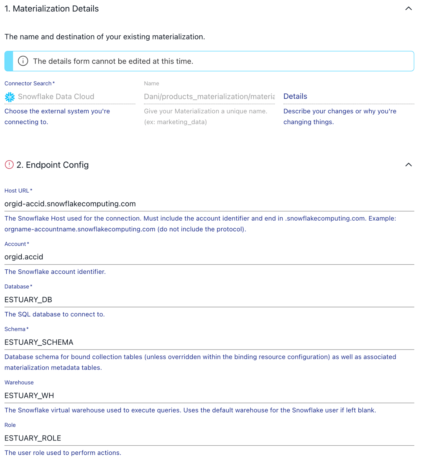 configure materialization