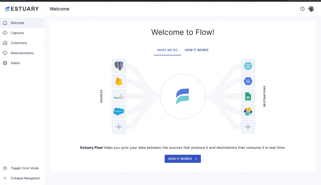 Postgres to Snowflake - Estuary Flow Welcome Page