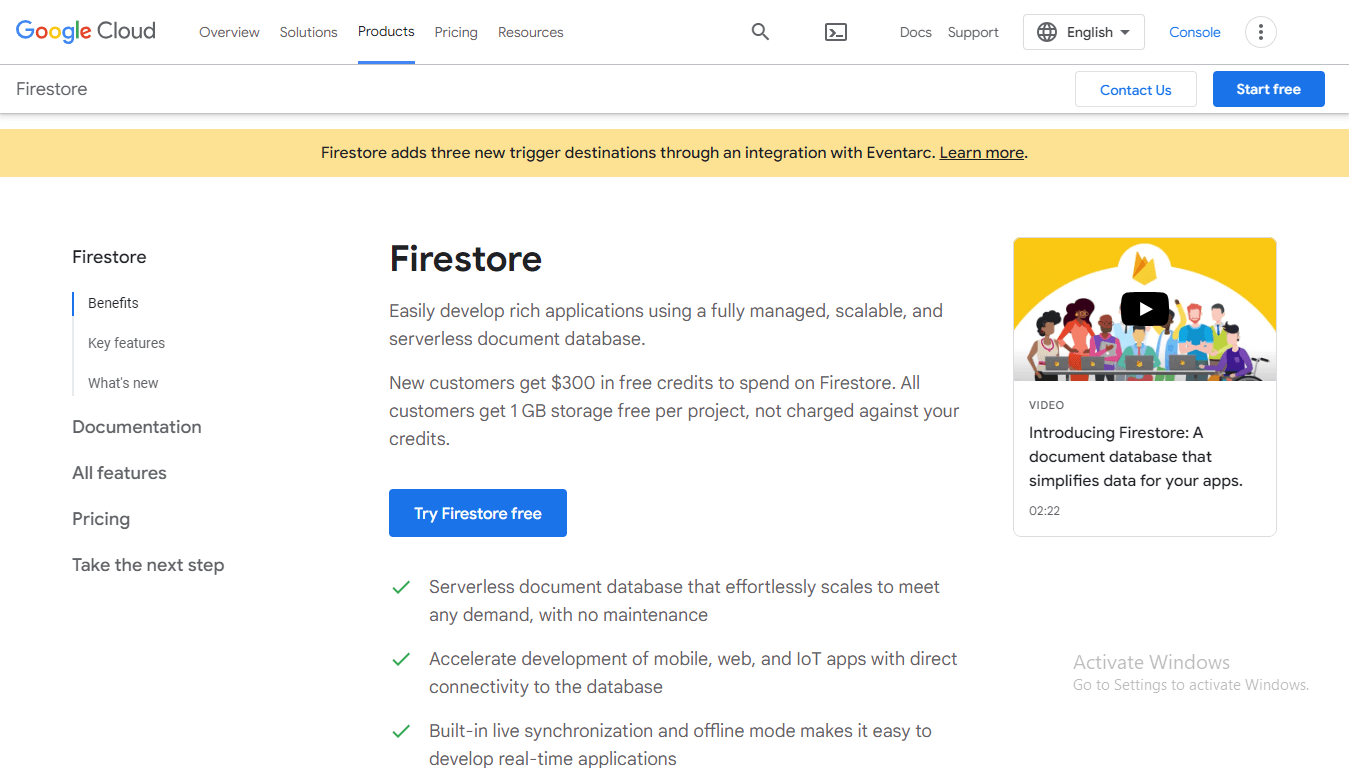 Bigtable vs Firestore - Google Firestore