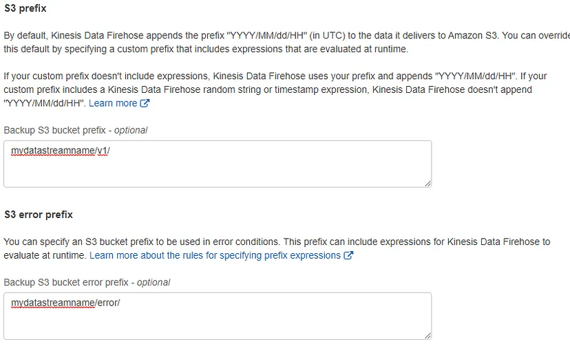 kinesis to snowflake - s3 prefix